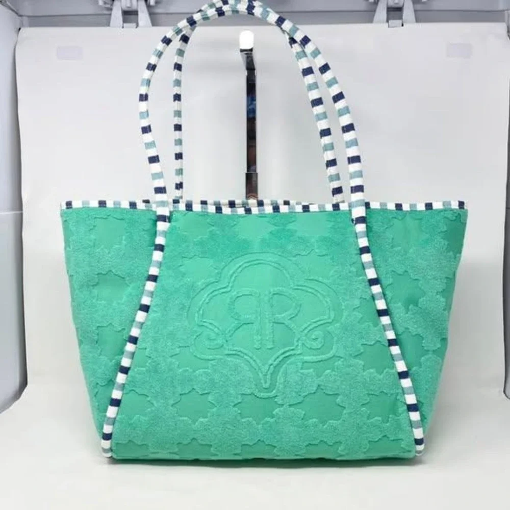 Roller Rabbit x Target Star Geo Large Terry Beach Tote Bag Teal Green
